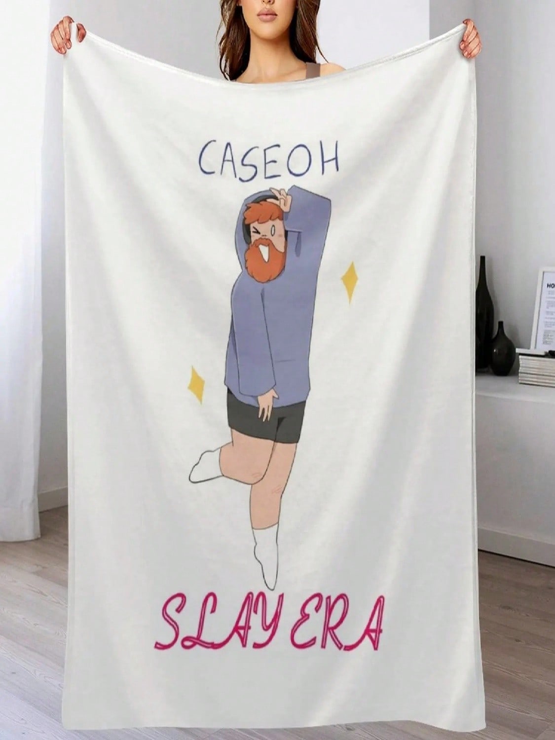 Caseoh Slay Era Throw Blanket Christmas Decoration Picnic Hairys Soft Plaid Blankets 75X95CM серый