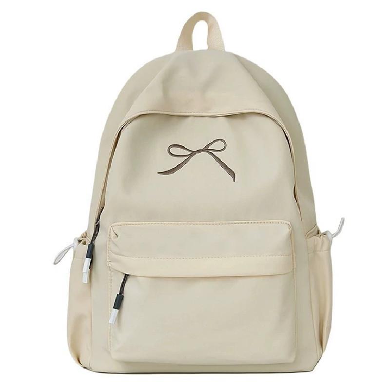 Ribbon Embroidery Bow Nylon Backpack Large Capacity Laptop Fashion Schoolbag