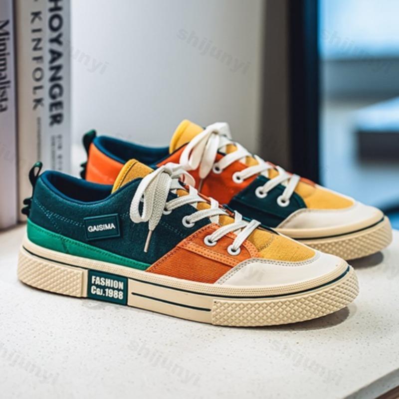 Men Colorful Canvas Casual Shoes Couple Board Shoes Summer Fashion Sneakers Fashion Men Comfort Flat Vulcanized Shoes Breathable