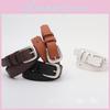 Silver Womens Needle Buckle Slim Belt Premium Minimalist Versatile Accessory