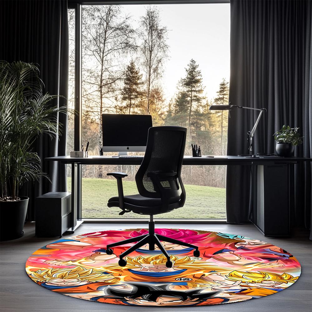 Dragon Ball Printed Round Rug Carpet Chair Rug Area Rug Entryway Doormats,for Office Chair Living Room Bedroom Kitchen Room.