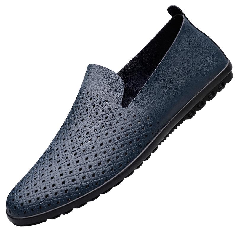 Genuine Leather Men Shoes Casual Formal Mens Loafers Moccasins Italian Summer Breathable Slip On Male Boat Shoes Over Size 50 51