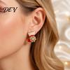 Christmas Gift for Her 1 Pair Red Stocking Stud Earrings Women, Sparkly Rhinestone Enamel Cute Snowflake Studs Sock Shaped Earring with Snowflake,