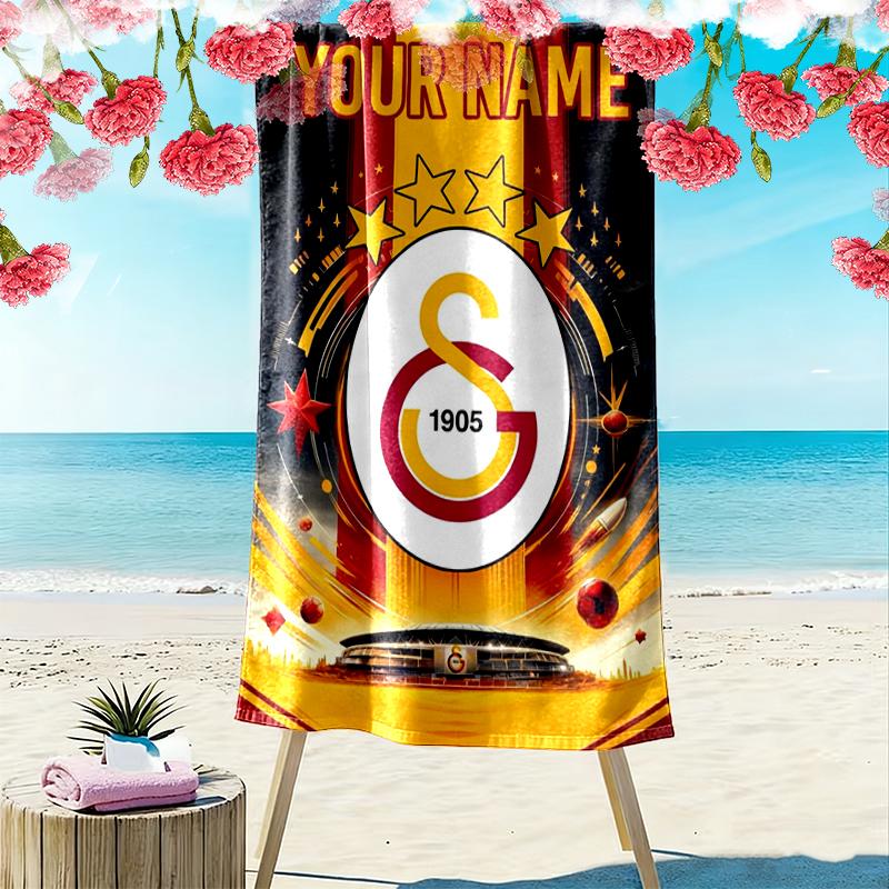 Custom Name Galatasaray Print Beach Towel, Large Soft Quick Dry Towel for Beach Camping Swimming