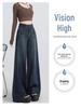Autumn/Winter 2024 Women's High-Waisted Double-Button Wide-Leg Jeans - American Loose Straight-Fit Floor-Length Pants