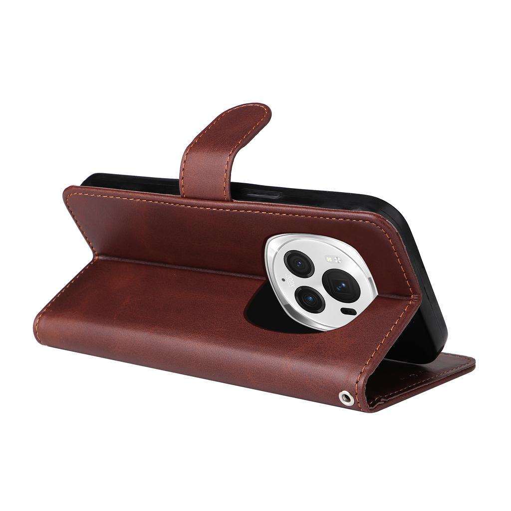 For Honor Magic6 Pro 5G Magnetic Phone Case Anti-Scratch Leather Flip Wallet Stand Phone Cover