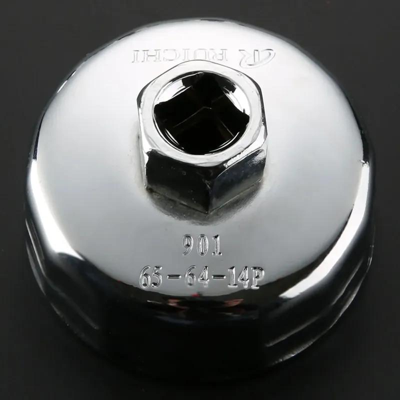 Stainless Steel Automotive Cap Oil Filter Socket Wrench Cup Style Removal Remover Repair Tool Universal 3/8" Drive #901 14-flute