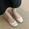 Sheepskin Version Retro Square Head Bow Light Mouth Leather Single Shoes Femininity Versatile High Heels Soft Sole Mary Jane Shoes