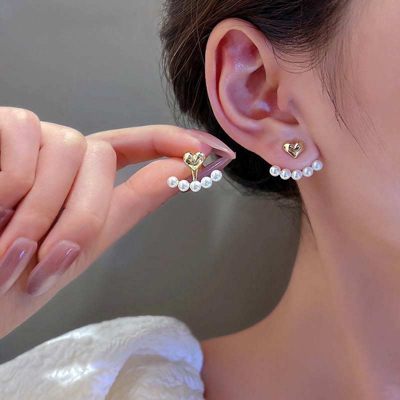 Korean Style Transparent White Love Stud Earrings for Women Sweet Fashion Acrylic Resin Peach Heart Earrings Jewelry Gift