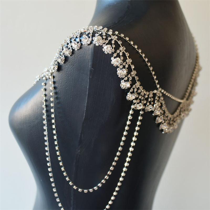 European And American Multi-Layer Rhinestone Fringed Shoulder Chain, Fashion Party Shiny Crystal Pendant, Shawl Body Chain Accessories