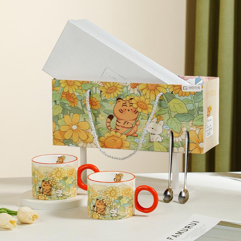 Paar Tassen Geschenkset Niedliche Kreative Tasse Hochzeitsgeschenk Keramiktasse Einzugsgeschenk Souvenir Geschenkbox