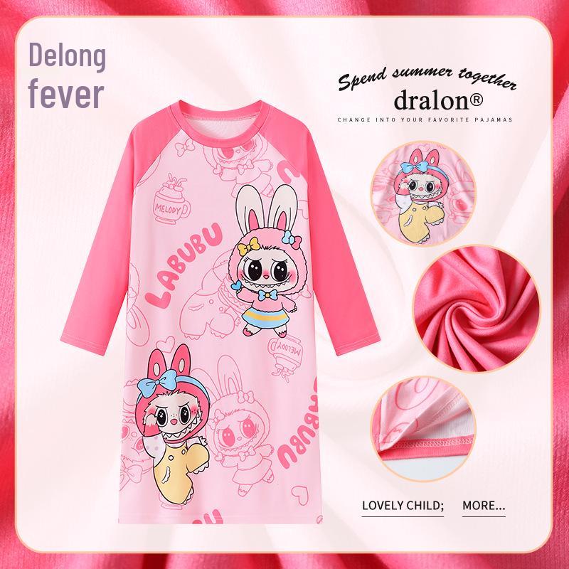 Roztomilý dětský fleecový noční košile na podzim a zimu - Teplé pyžamo s dlouhým rukávem pro dívky