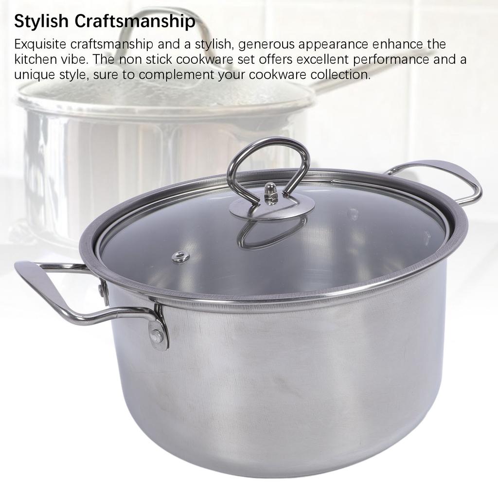 Stainless Steel Cookware Set Multifunction Easy to Clean Antistick Frying Pan Stock Pot Sauce Pan with Lids for Home Kitchen
