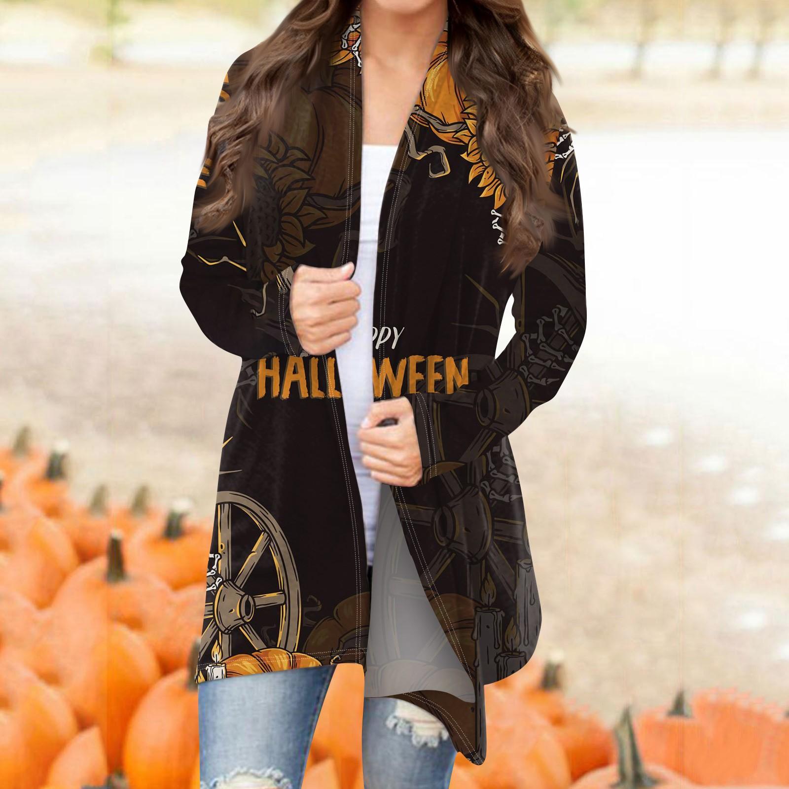 

Женский кардиган с длинным рукавом и принтом спереди, легкая куртка с принтом M кофейный