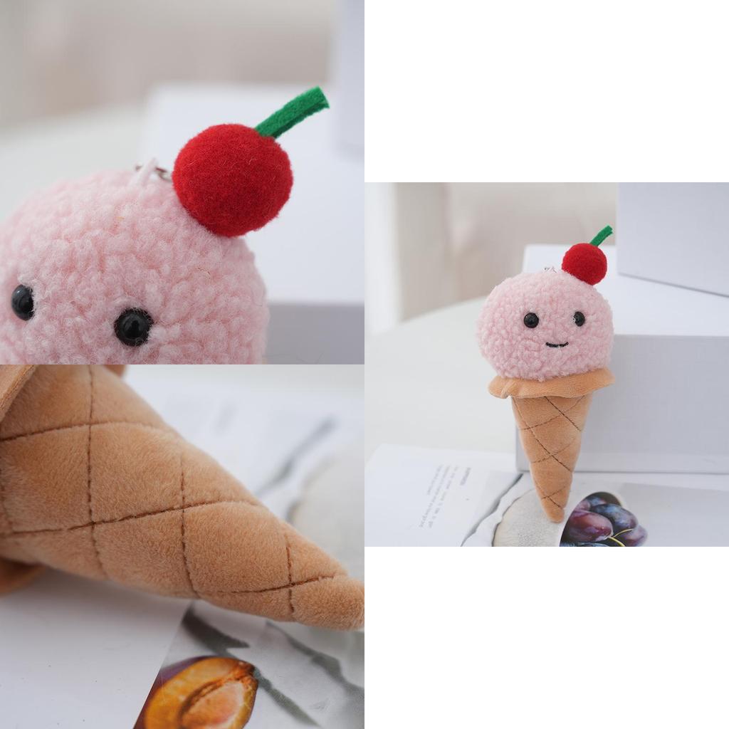 Plush Delightful Ice Cream Cone Keychain Whimsical And Soft Bag Accessory