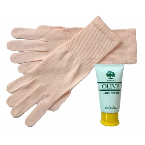

Olive Sara Soft Moisturizing Gloves and Olive Hand Cream Set (Pink)