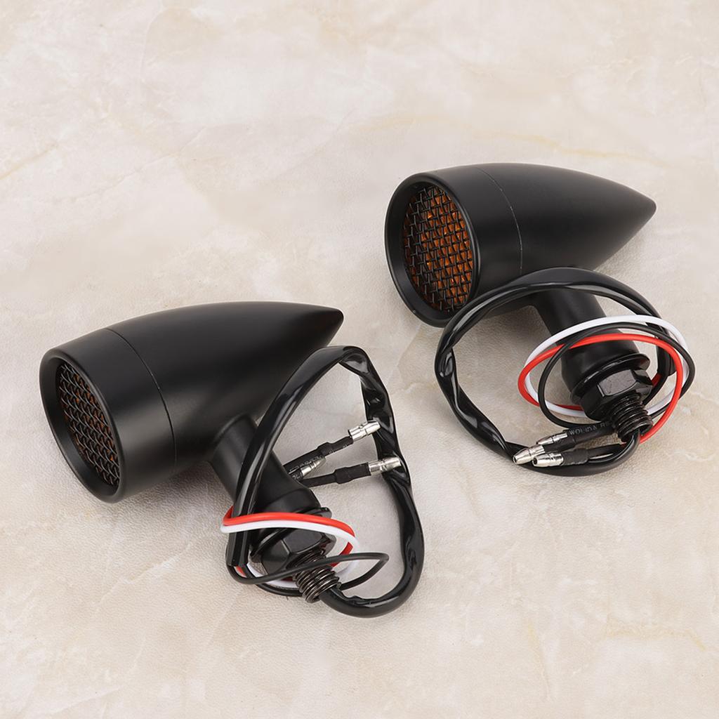 2PCS Universal Aluminum Motorcycle plating Retro LED Bullet Turn Signal Indicator Light