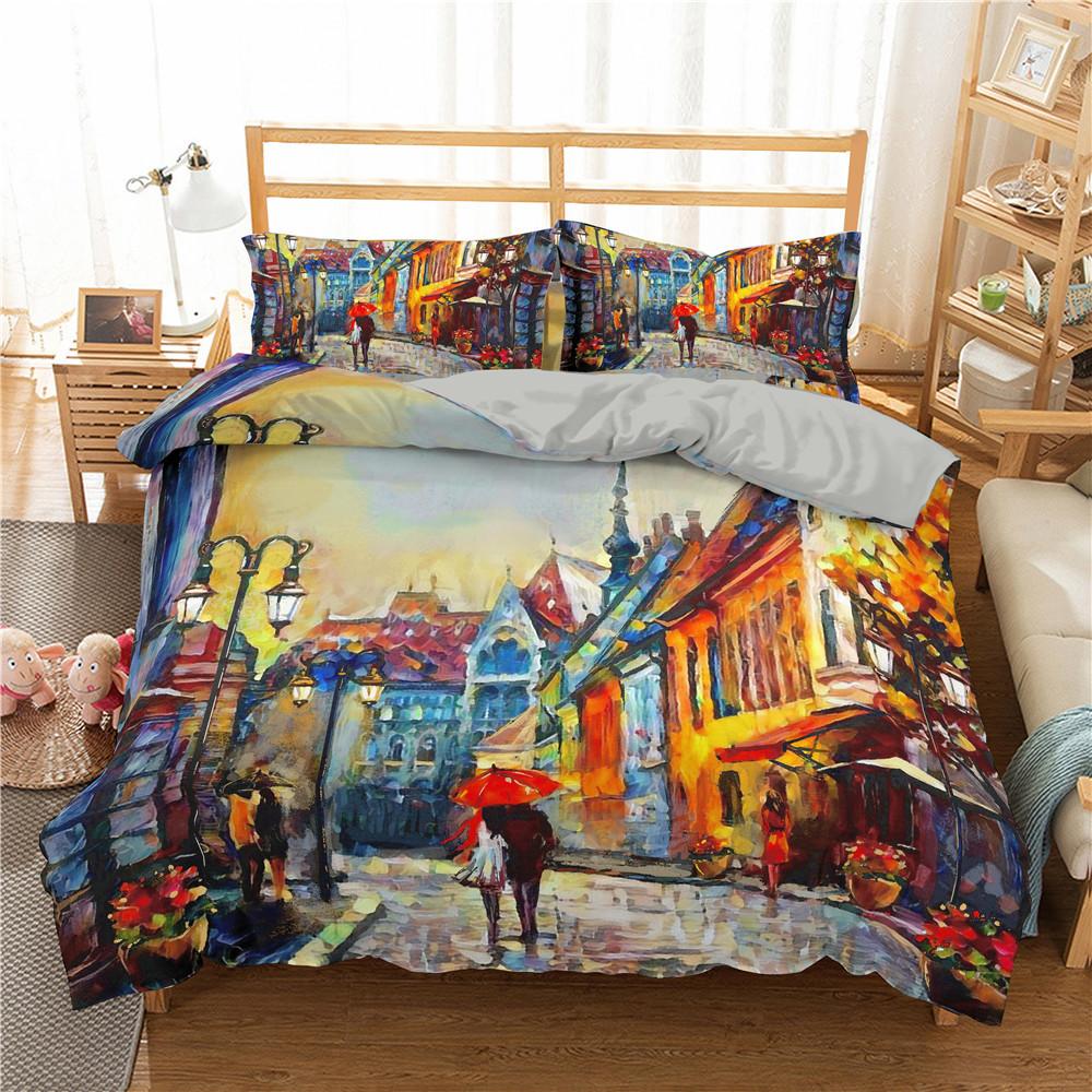 Comforter Eiffel Tower Bedding Set Queen Size Couple Valentine'S Day Comforter Set For Women Romantic Paris Room Decor