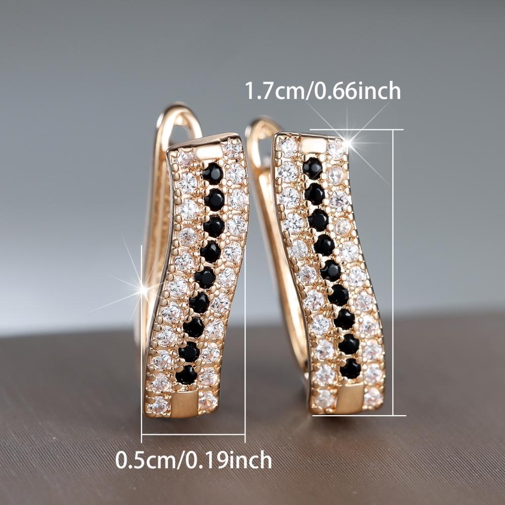 Exquisite White and Black Zircon Hoop Earrings for Women Golden Wedding Party Fashion Jewelry Gifts