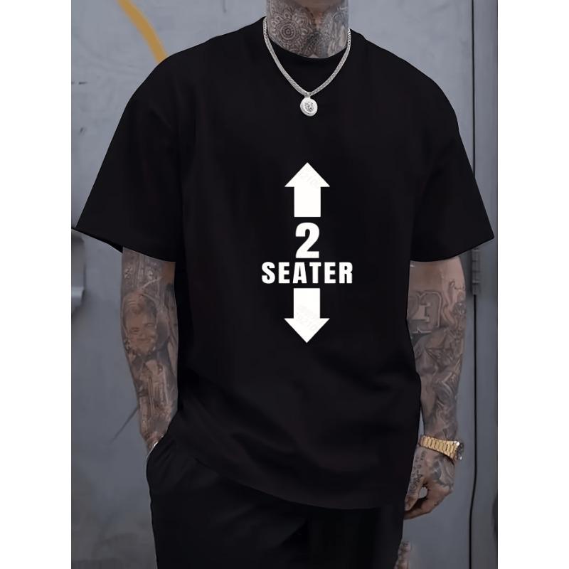 

European sizes Men s Round Neck T-Shirt | 2 Seats Print | Casual Style | Regular Fit, Slightly Stretch Knit Fabric | Machine Washable 4XL чорний