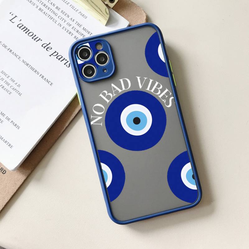 Szczęśliwe Oko Zła Niebieski Abstrakcyjny Etui na Telefon matowe przezroczyste Dla iphone 11 12 13 6 s 7 8 plus mini x xs xr pro max etui