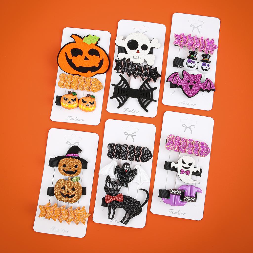 3PCS Halloween Hair Clips Pumpkin Devil Hairpins Girls Star Hairclips Festival Party Cosplay Heart Barrettes Kids Headwear