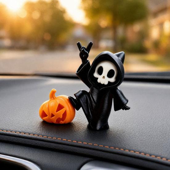Halloween Ornament, Ghost Pumpkin Matte Texture Figure, 3D Printed Halloween Decoration for Desktop Bedroom Car Display