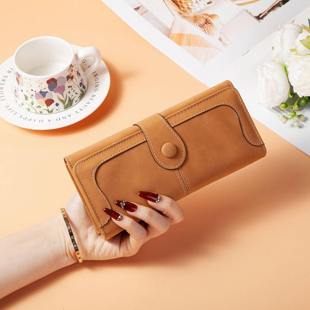 Women's Matte Long Zipper Wallet: Large Capacity Money Clip & Phone Bag with Card Holder