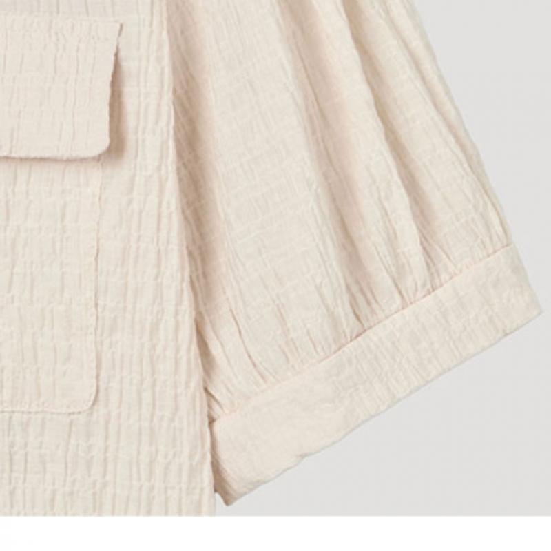 [She S miSS] SeerSucker Open Collar Short Sleeve blouSe SwwbLp21090 Lp