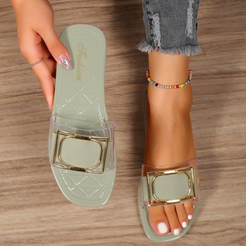 

Туфли нового стиля Женские туфли с пряжкой Пляжная обувь Мягкая подошва Шлепанцы через плечо 40 зелёный