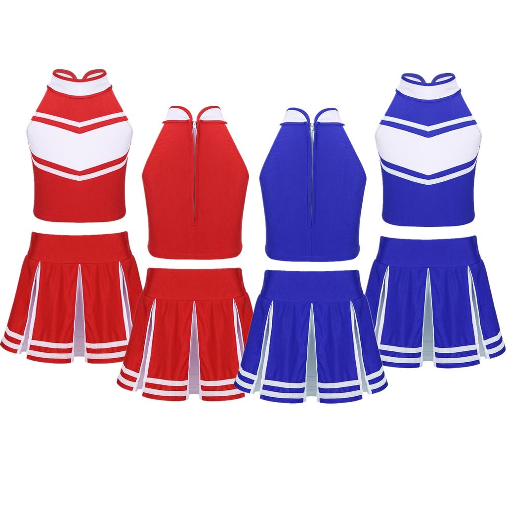 Kinder Mädchen Cheer Leader Kostüm Schuluniform Cheerleading Outfit Karneval Party Cosplay Kostüm