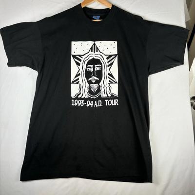 Jesus Christ Shirt Men’s XL Vintage 90s A D Tour Single Stitch Black USA A624