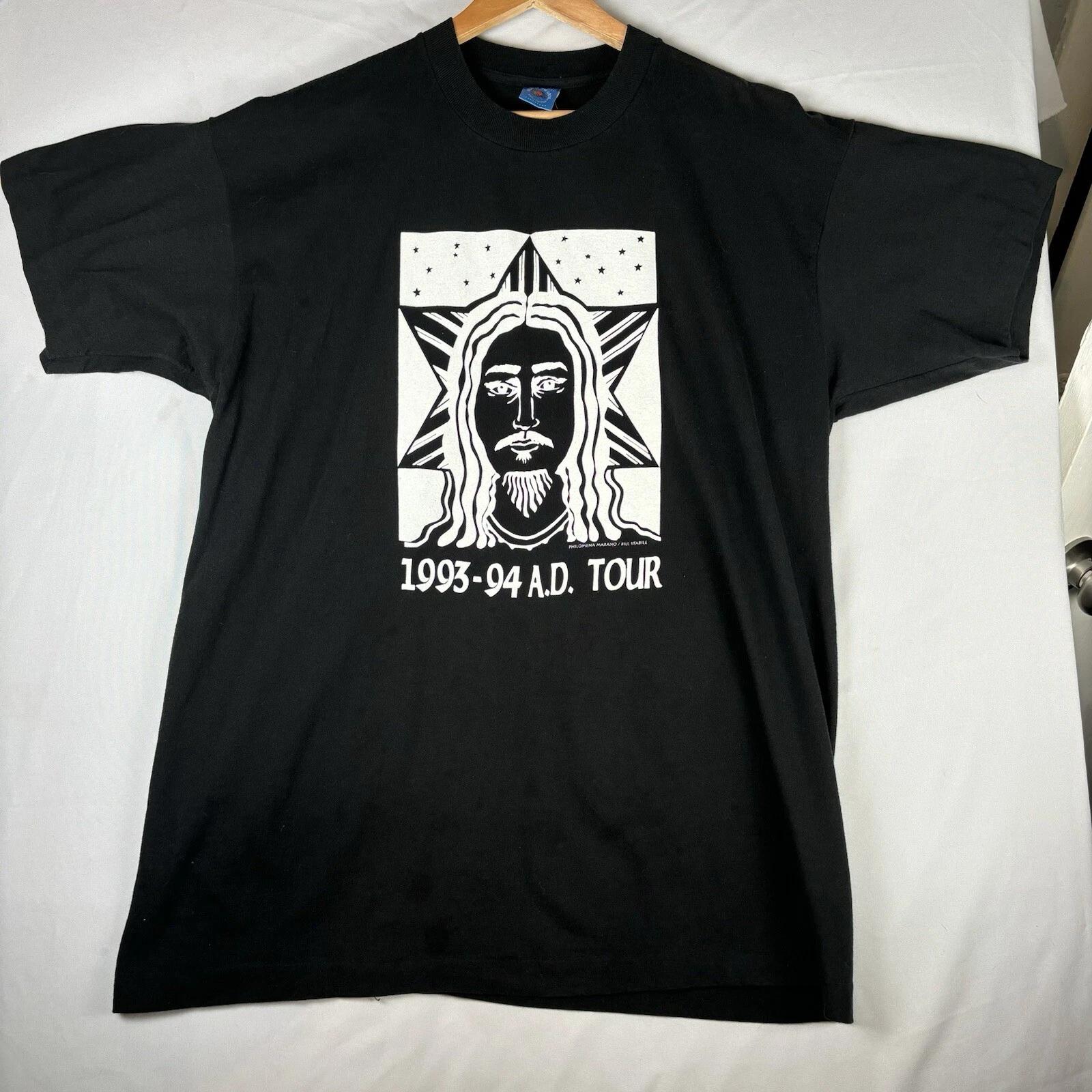 Jesus Christ Shirt Men’s XL Vintage 90s A D Tour Single Stitch Black USA A624 M