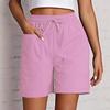 Pantaloncini Capri Estivi 2025 da Donna a Colore Unico, Vita Alta, Vestibilità Larga, con Tasche