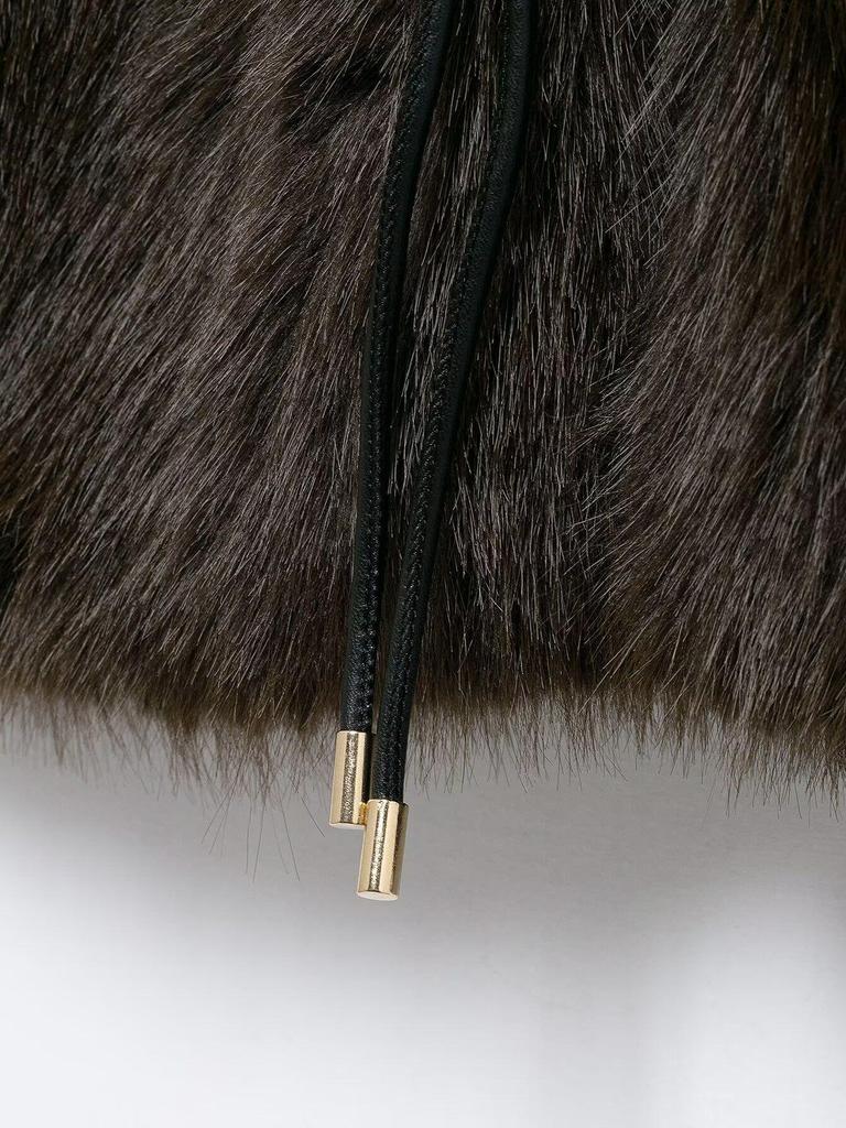 Damen dicker Lammwoll-Winterfellmantel, flauschig und warm