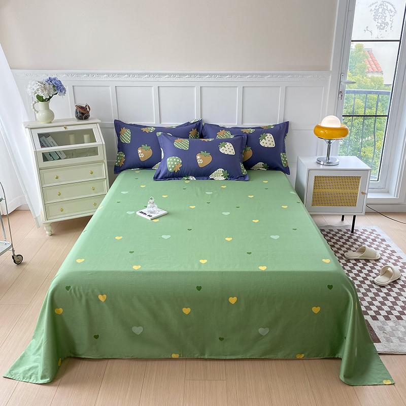White Tulip Flower Flat Sheet Cotton Cartoon Bunny Blue Bed Sheet Set for Boys Girls Lovely Floral Rabbit Botanical Bed Cover