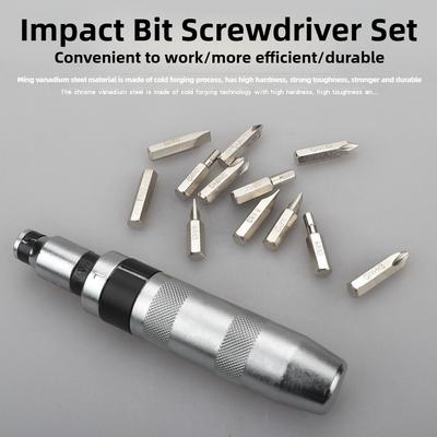 14/16 PCS Impact Screwdriver Set with Shock-Proof Design & Chisel Bits - Heavy Duty Flat Screw Extractor Tool Kit