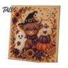 Decorative Hanging Pictures for Halloween Ghost Faux Pearl Art DIY Kit with Frame, Cat Painting Easy Projects Beginners Kit, 3D Witch Pumpkin