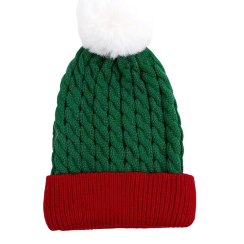 

Унисекс Рождественская шапка Классическая красно-зеленая цветовая блокировка Зимняя шапка-бини Новогодняя вечеринка Наряд для родителей и детей Вязаная шапка Kids