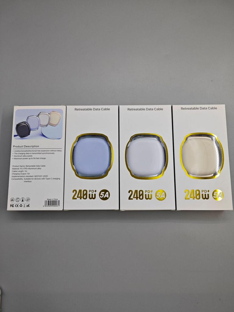 Retractable Dual-Head Fast Charging Cable for Apple & Huawei with Custom Logo