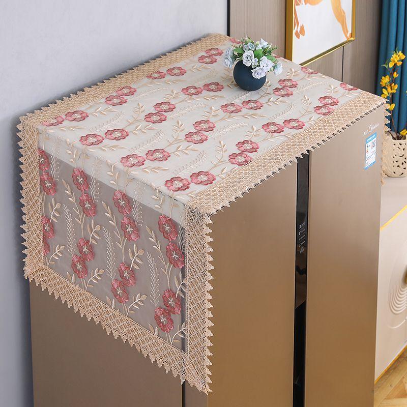 Lace Embroidery Refrigerator Towel with Single and Double Doors Dust-proof Protection Washing Machine Microwave Oven Cover Cloth and Towel