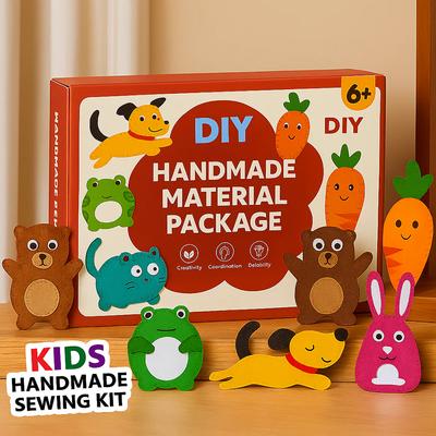 DIY Tier Filz Nähset für Mädchen 6 Stück Feinmotorik Nähen lernen Stofftier Puppenanhänger Geburtstags- Weihnachtsgeschenk