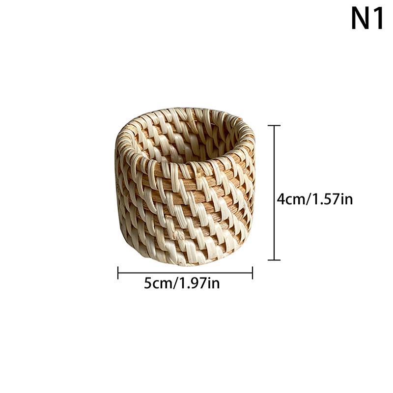 6 Type Woven Handmade Napkin Ring Woven Rustic Natural Napkin Ring Holder Table Decor Wooden Easter Rattan Napkin Ring Buckle