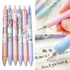 6 Pcs Retractable Gel Pen Floral Neutral Pen Black Ink Pressing Pen Quick-Drying Writing Pen Journaling Pen for Student