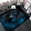 3D HD Blue Flame Lone Wolf Cool Printed Carpet Bedroom Non Slip Sofa Table Area Rugs Living Room Hallway Floor Mats, Fast Arrive