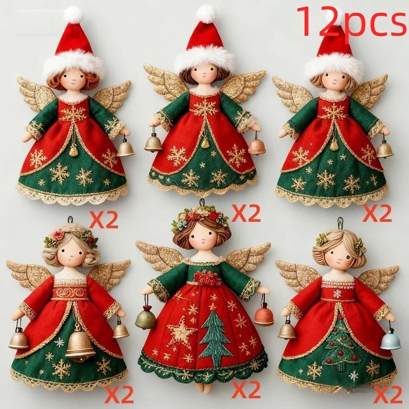 6/12/18 ks Sladká dřevěná vánoční ozdoba 2D plochý přívěsek ve tvaru holčičky Lesklý barevný design Dekorace domova