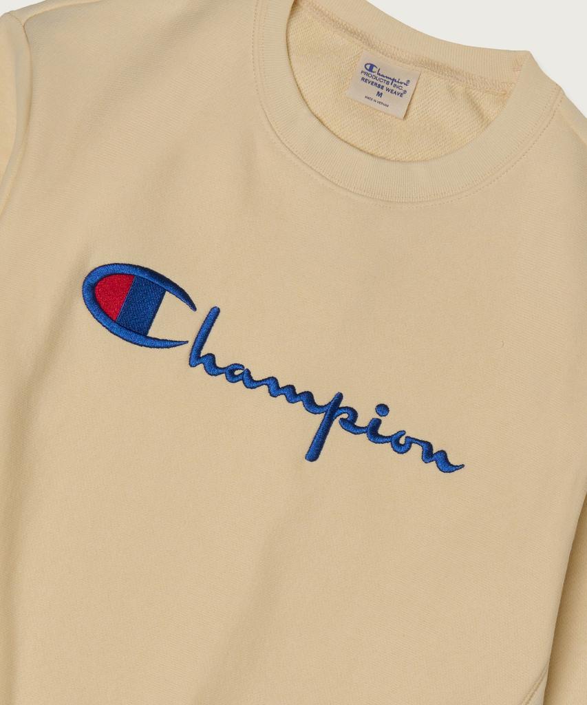 Champion Women'S Reverse Weave Big Logo Crop Sweatshirt Beige
