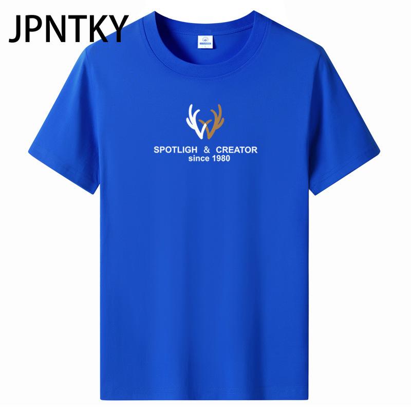 JPNTKY Cotton Short Sleeve T-shirt Men's Fashion Loose Half Sleeve Shirt Printed Compassionate Shirt