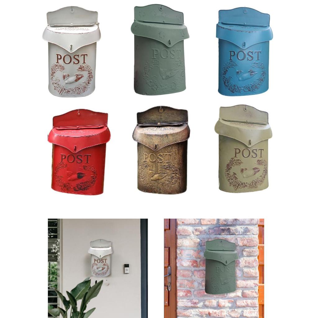 Wall Mounted Mailbox Post Magazines Box Letter Box Catcher Shabby Chic Mailbox for Garden Gate Office House Outside Front Door