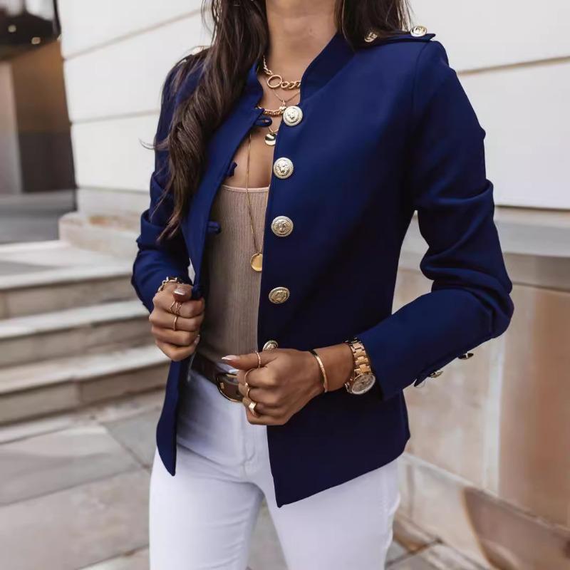 Women's Clothing European American Long-sleeved Slim-breasted Short Suit Jacket Blazer